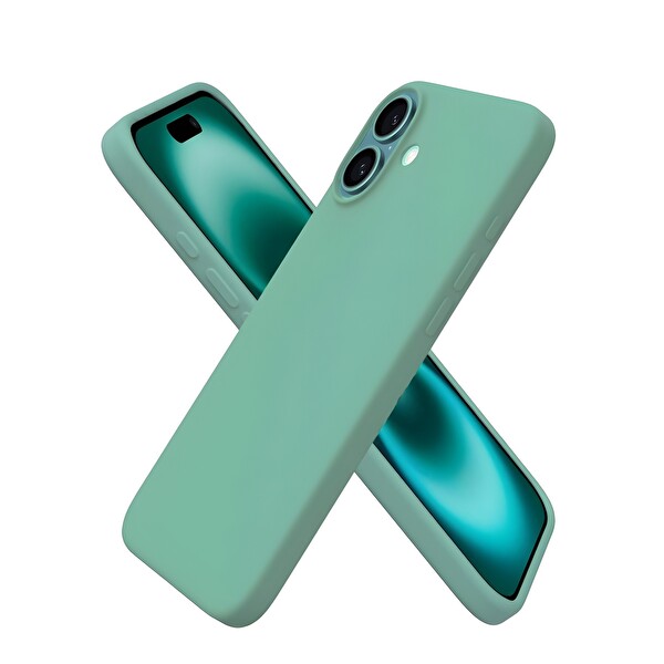Bix iPhone 16 Uyumlu Silikon Magsafe Güçlü Darbe Emici Telefon Kılıfı - Nane Yeşili