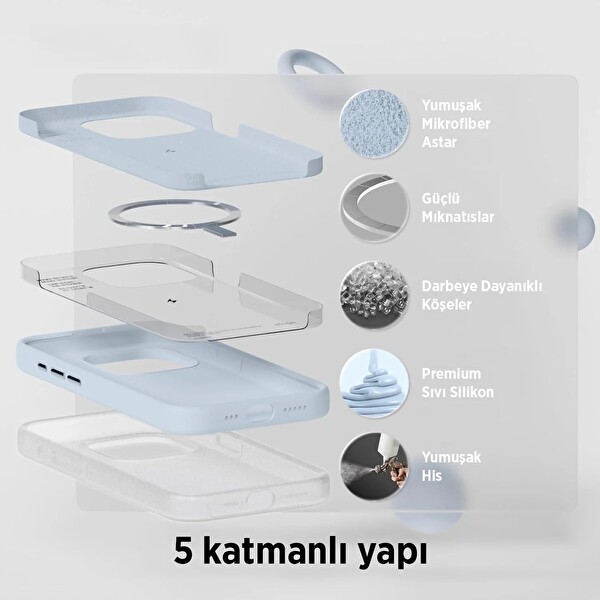 Bix iPhone 16 Uyumlu Silikon Magsafe Güçlü Darbe Emici Telefon Kılıfı - Nane Yeşili