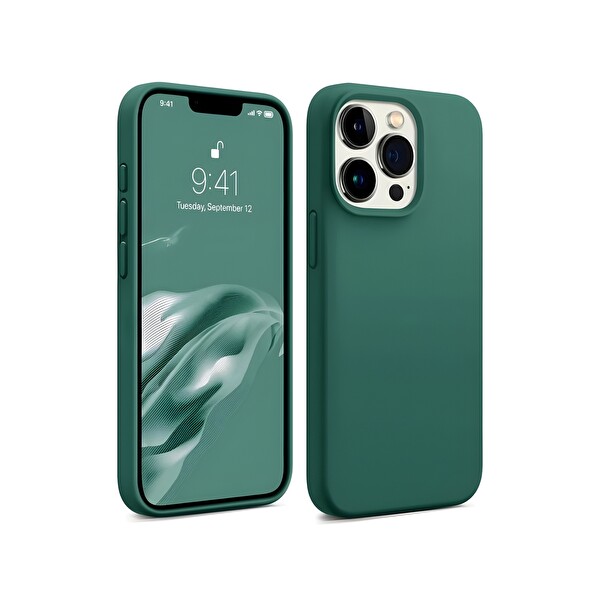 Bix iPhone 16 Pro Uyumlu Silikon Magsafe Güçlü Darbe Emici Telefon Kılıfı - Biber Yeşili