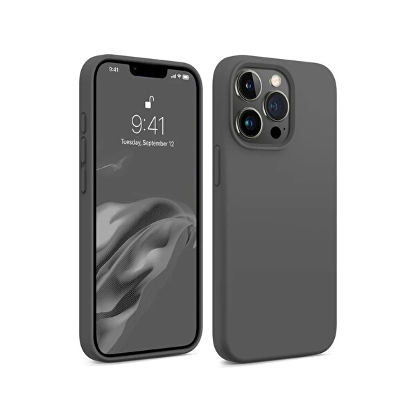 Bix iPhone 16 Pro Max Uyumlu Silikon Magsafe Güçlü Darbe Emici Telefon Kılıfı - Seramik Gri