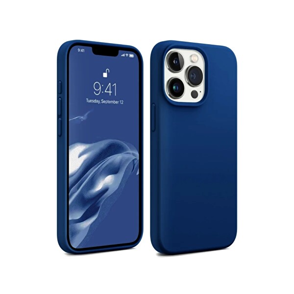 Bix iPhone 16 Pro Uyumlu Silikon Magsafe Güçlü Darbe Emici Telefon Kılıfı - Evren Mavisi