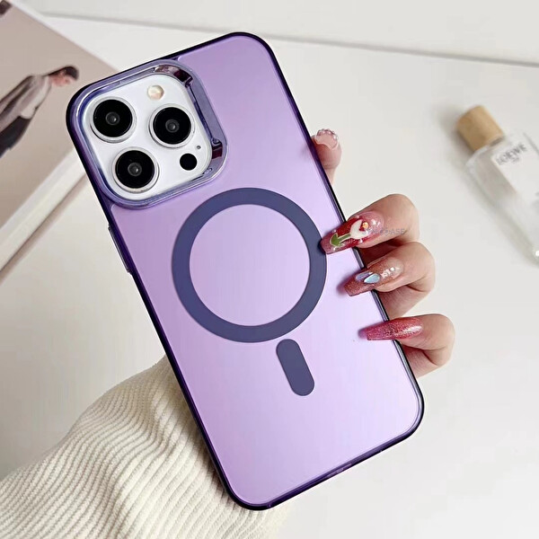SyncCase Açık Lila iPhone 16 MagSafe Uyumlu Şeffaf Sert Kılıf İnce Hafif Kamera ve Darbe Korumalı Kapak