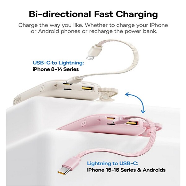 Baseus EnerFill FC21 QPow3 Ultra Dijital Göstergeli Powerbank 10.000 mAh 22.5W Titanyum Ayrılabilir Kablolu