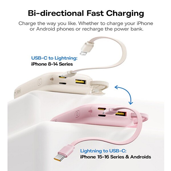 Baseus EnerFill FC21 QPow3 Ultra Dijital Göstergeli Powerbank 20.000 mAh 45W Titanyum Ayrılabilir Kablolu