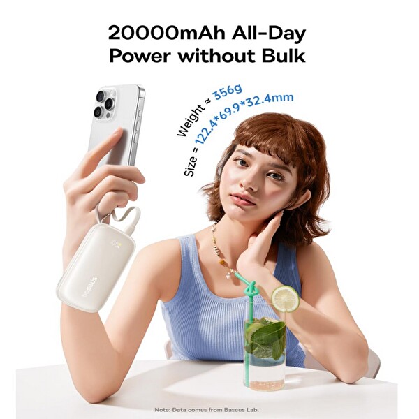 Baseus EnerFill FC21 QPow3 Ultra Dijital Göstergeli Powerbank 20.000 mAh 45W Titanyum Ayrılabilir Kablolu