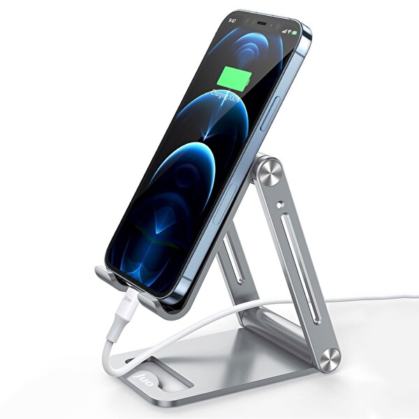 Juo Alüminyum Katlanabilir Metal Masaüstü Telefon Tutucu Standı Uzay Gümüş