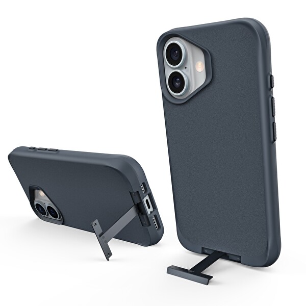 Bix iPhone 16 Plus Vortex MagSafe Kılıf Stand Özellikli 3X Korumalı Mikro Fiber İç Yüzey Lacivert
