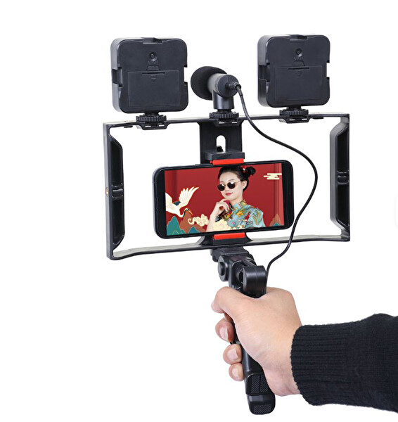 ayex AX-PC3 Telefon Cage Rig – Çoklu Hot Shoe ve 1/4” Bağlantılı Mobil Video Kafesi