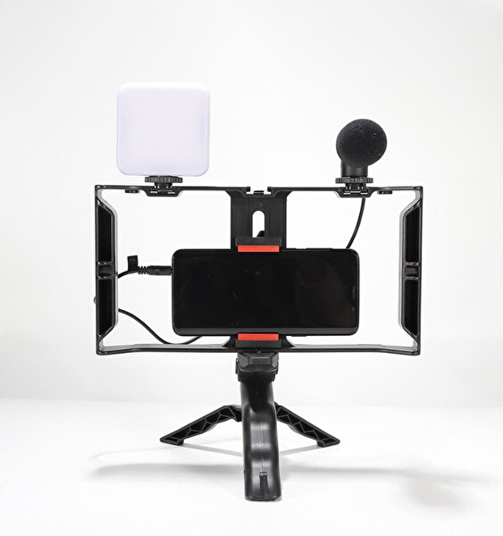 ayex AX-PC3 Telefon Cage Rig – Çoklu Hot Shoe ve 1/4” Bağlantılı Mobil Video Kafesi