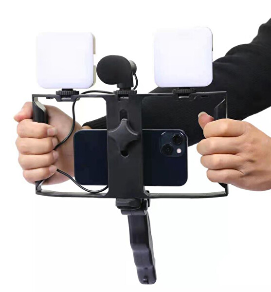 ayex AX-PC3 Telefon Cage Rig – Çoklu Hot Shoe ve 1/4” Bağlantılı Mobil Video Kafesi