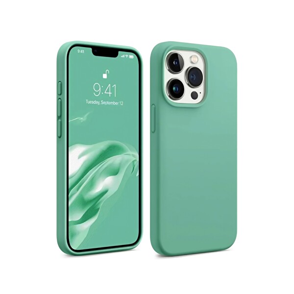 Bix iPhone 14 Pro Silikon Kılıf MagSafe Uyumlu Güçlü Koruma Darbe Emici Nane Yeşili