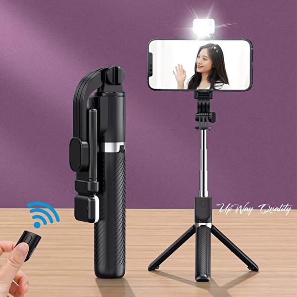 Upway Bluetoothlu Kumandalı LED Işıklı Teleskobik Katlanabilir Özçekim Tripodu