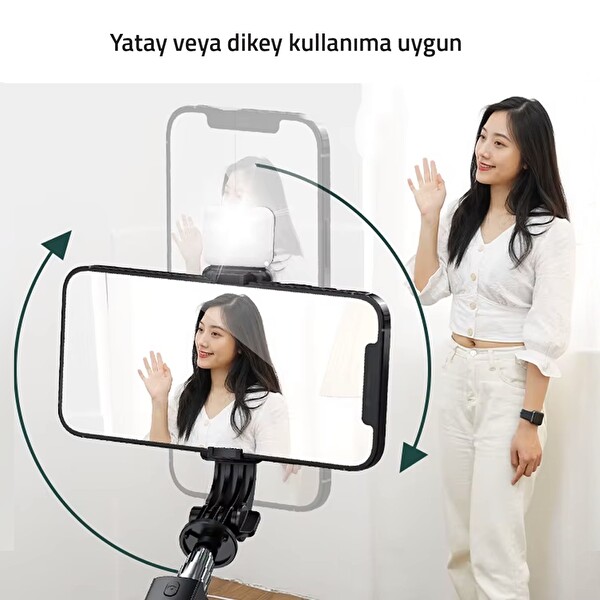 Upway Bluetoothlu Kumandalı LED Işıklı Teleskobik Katlanabilir Özçekim Tripodu