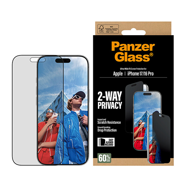 Panzerglass iPhone 17 - 16 ProÇerçeve Aparatlı 2 Yönlü Gizli/Hayalet Ekranlı Koruyucu