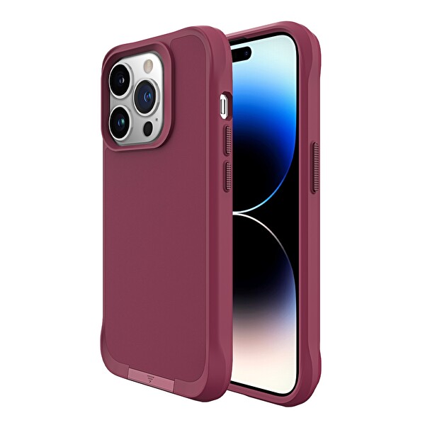 Bix iPhone 14 Pro Vortex MagSafe Kılıf Stand Özellikli 3X Korumalı Mikro Fiber İç Yüzey Kırmızı