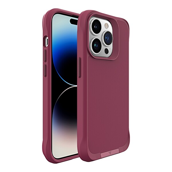 Bix iPhone 14 Pro Vortex MagSafe Kılıf Stand Özellikli 3X Korumalı Mikro Fiber İç Yüzey Kırmızı