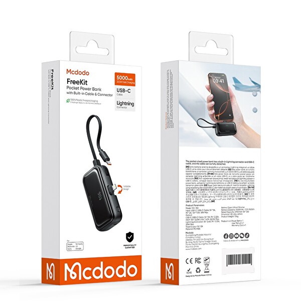 Mcdodo MC-7800 5000mAh Dahili Kablolu 22.5W Taşınabilir Şarj Aleti