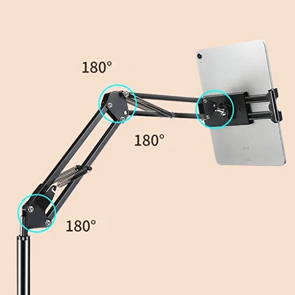 ZHL Tools 360 Derece Ayarlanabilir Teleskopik Metal Telefon - Tablet Tutucu Stand