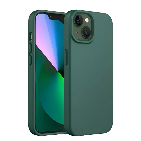 Bix iPhone 14 Plus - 15 Plus Uyumlu MagSafe Özellikli Darbe Emici Silikon Telefon Kılıfı - Biber Yeşili