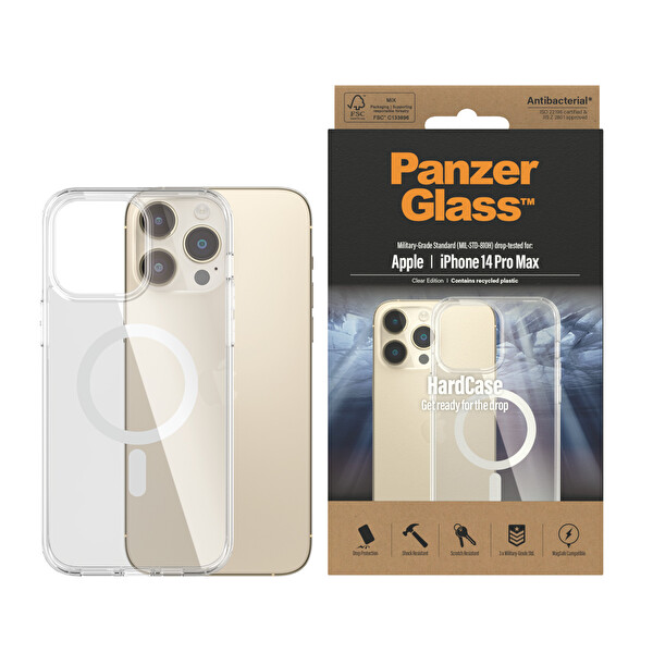 Panzerglass HardCase Transparent w. White MagSafe iPhone 14 Pro Max