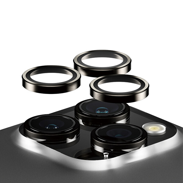 Panzerglass Hoops iPhone 15 Pro - 15 Pro Max Siyah Metal Kamera Lens Koruyucu