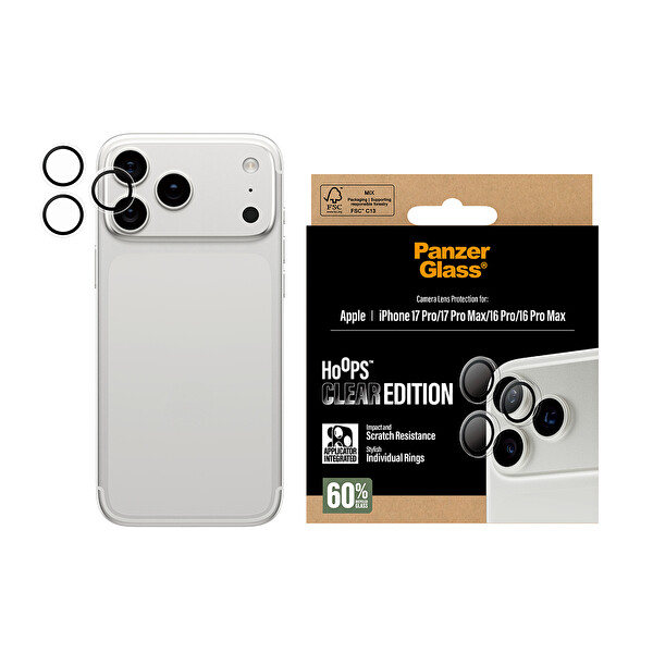 Panzerglass Hoops iPhone 17 Pro - 17 Pro Max - 16 Pro - 16 Pro MaxTransparent Kamera Lens Koruyucu