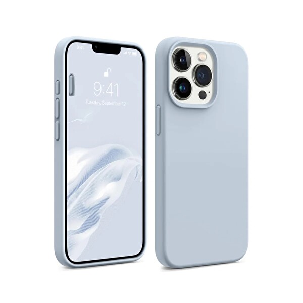 Bix iPhone 13 Pro Max Silikon Kılıf MagSafe Uyumlu Güçlü Koruma Darbe Emici Gök Mavisi