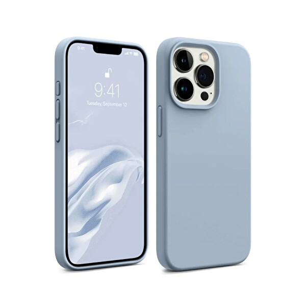 Bix iPhone 13 Pro Max Uyumlu MagSafe Özellikli Darbe Emici Silikon Telefon Kılıfı - Leylak Moru