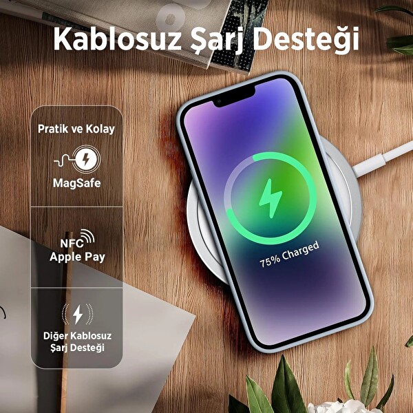 Bix iPhone 13 Pro Max Uyumlu MagSafe Özellikli Darbe Emici Silikon Telefon Kılıfı - Emici Siyah