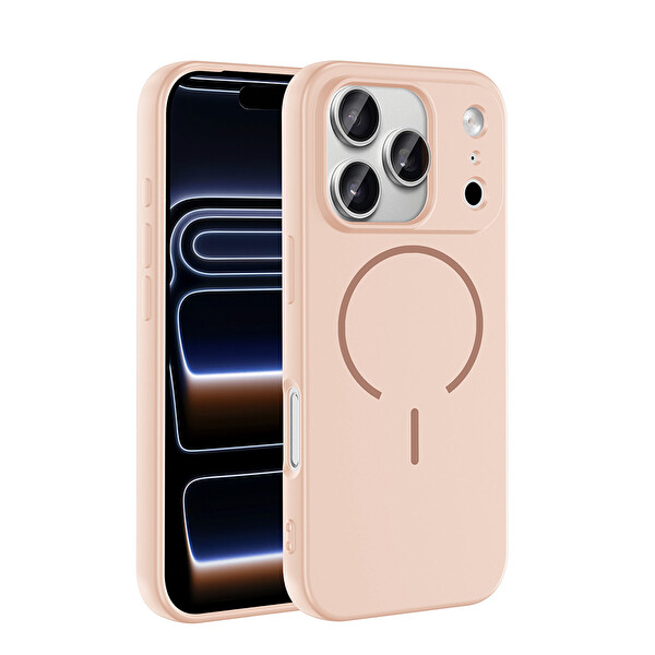 iPhone 17 Pro Max Kılıf Meta Lansman M-Safe Kamera Korumalı içi Kadife Yumuşak Renkli Süet Silikon