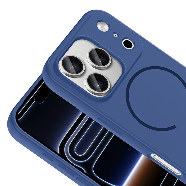 iPhone 17 Pro Max Kılıf Meta Lansman M-Safe Kamera Korumalı içi Kadife Yumuşak Renkli Süet Silikon