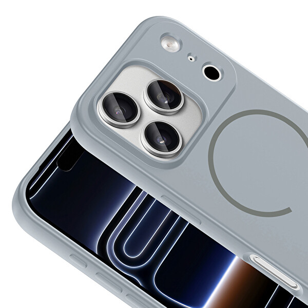 iPhone 17 Pro Max Kılıf Meta Lansman M-Safe Kamera Korumalı içi Kadife Yumuşak Renkli Süet Silikon