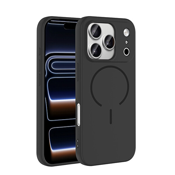 iPhone 17 Pro Max Kılıf Meta Lansman M-Safe Kamera Korumalı içi Kadife Yumuşak Renkli Süet Silikon