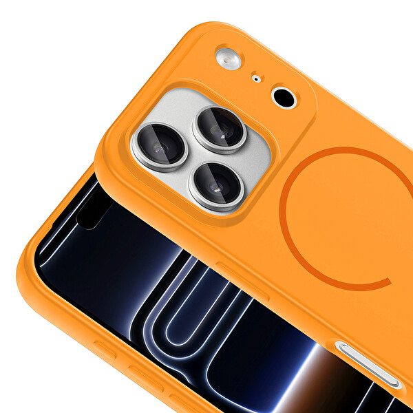 iPhone 17 Pro Max Kılıf Meta Lansman M-Safe Kamera Korumalı içi Kadife Yumuşak Renkli Süet Silikon