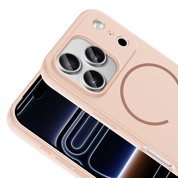 iPhone 17 Pro Max Kılıf Meta Lansman M-Safe Kamera Korumalı içi Kadife Yumuşak Renkli Süet Silikon