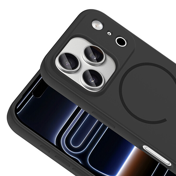 iPhone 17 Pro Max Kılıf Meta Lansman M-Safe Kamera Korumalı içi Kadife Yumuşak Renkli Süet Silikon