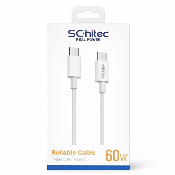 ScHitec SK004 60W Type-C to Type-C Data ve Hızlı Şarj Kablosu Beyaz