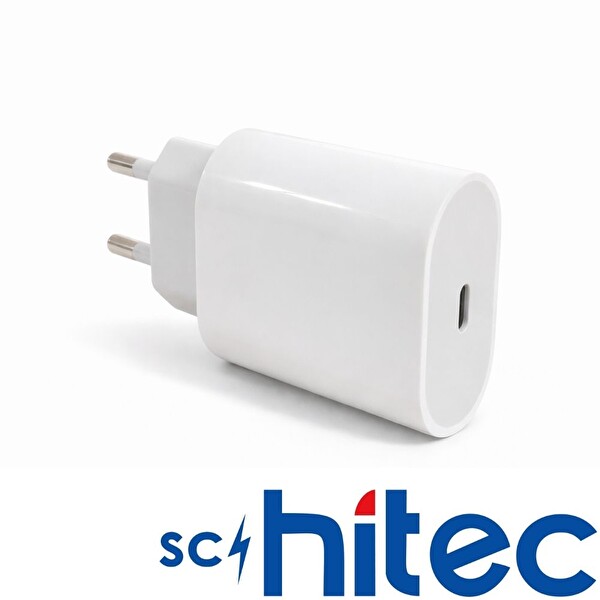 ScHitec SC002 25W Type-C Çıkışlı Hızlı Şarj Aleti Type-C to Type-C Kablolu Set Beyaz