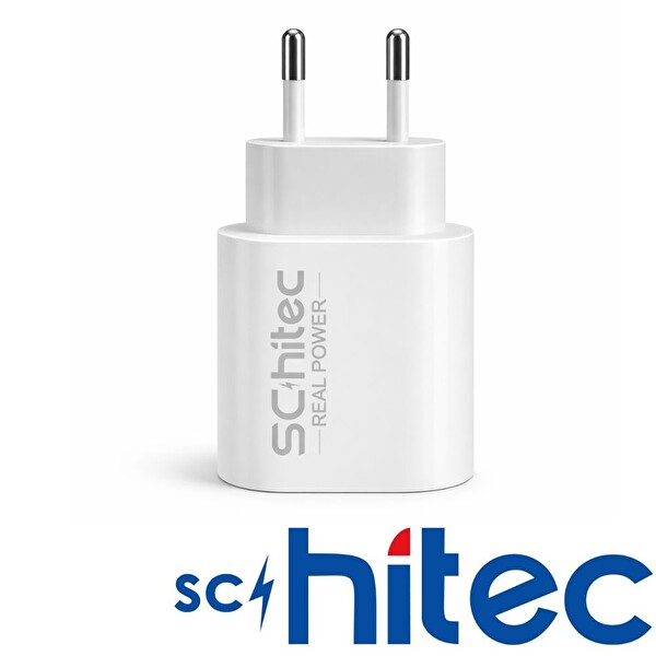 ScHitec SC002 25W Type-C Çıkışlı Hızlı Şarj Aleti Type-C to Type-C Kablolu Set Beyaz