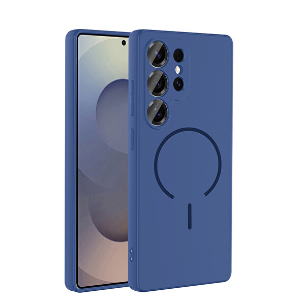 Samsung Galaxy S24 Ultra Kılıf Meta Lansman M-Safe Kamera Korumalı içi Kadife Yumuşak Renkli Süet Silikon