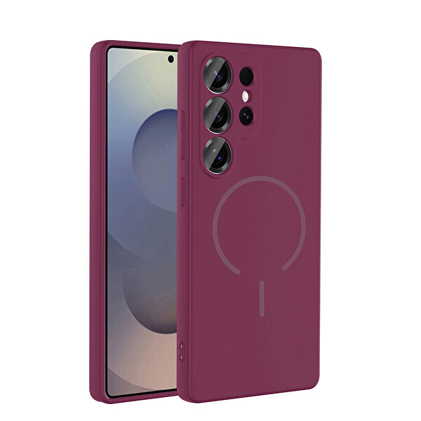 Samsung Galaxy S24 Ultra Kılıf Meta Lansman M-Safe Kamera Korumalı içi Kadife Yumuşak Renkli Süet Silikon