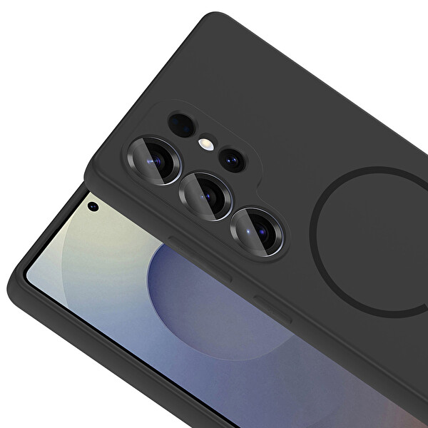 Samsung Galaxy S24 Ultra Kılıf Meta Lansman M-Safe Kamera Korumalı içi Kadife Yumuşak Renkli Süet Silikon