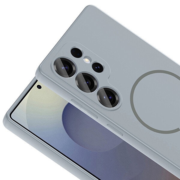 Samsung Galaxy S24 Ultra Kılıf Meta Lansman M-Safe Kamera Korumalı içi Kadife Yumuşak Renkli Süet Silikon