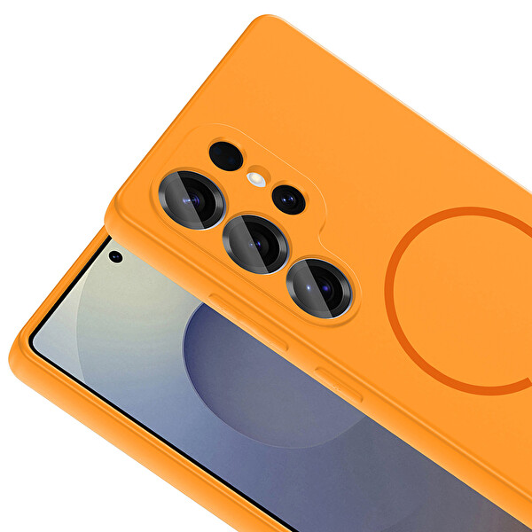 Samsung Galaxy S24 Ultra Kılıf Meta Lansman M-Safe Kamera Korumalı içi Kadife Yumuşak Renkli Süet Silikon