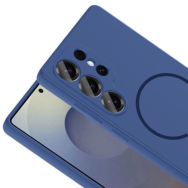 Samsung Galaxy S24 Ultra Kılıf Meta Lansman M-Safe Kamera Korumalı içi Kadife Yumuşak Renkli Süet Silikon