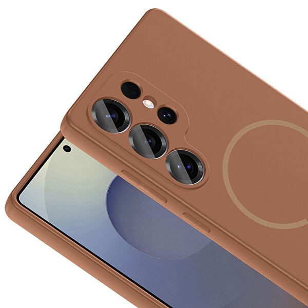 Samsung Galaxy S24 Ultra Kılıf Meta Lansman M-Safe Kamera Korumalı içi Kadife Yumuşak Renkli Süet Silikon