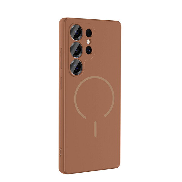 Samsung Galaxy S24 Ultra Kılıf Meta Lansman M-Safe Kamera Korumalı içi Kadife Yumuşak Renkli Süet Silikon