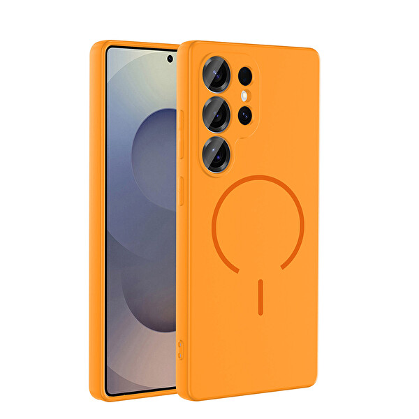 Samsung Galaxy S24 Ultra Kılıf Meta Lansman M-Safe Kamera Korumalı içi Kadife Yumuşak Renkli Süet Silikon