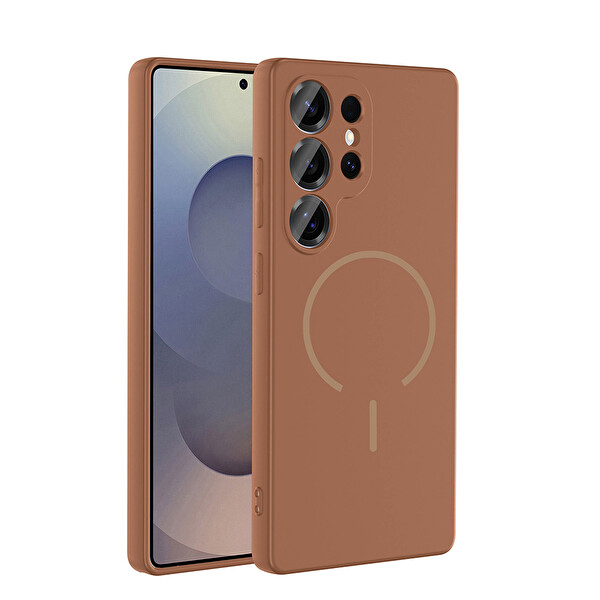 Samsung Galaxy S24 Ultra Kılıf Meta Lansman M-Safe Kamera Korumalı içi Kadife Yumuşak Renkli Süet Silikon