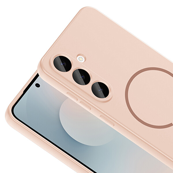 Samsung Galaxy S24 FE Kılıf Meta Lansman M-Safe Kamera Korumalı içi Kadife Yumuşak Renkli Süet Silikon